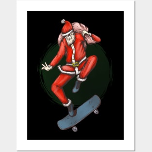 Cool skateboarding Santa Posters and Art